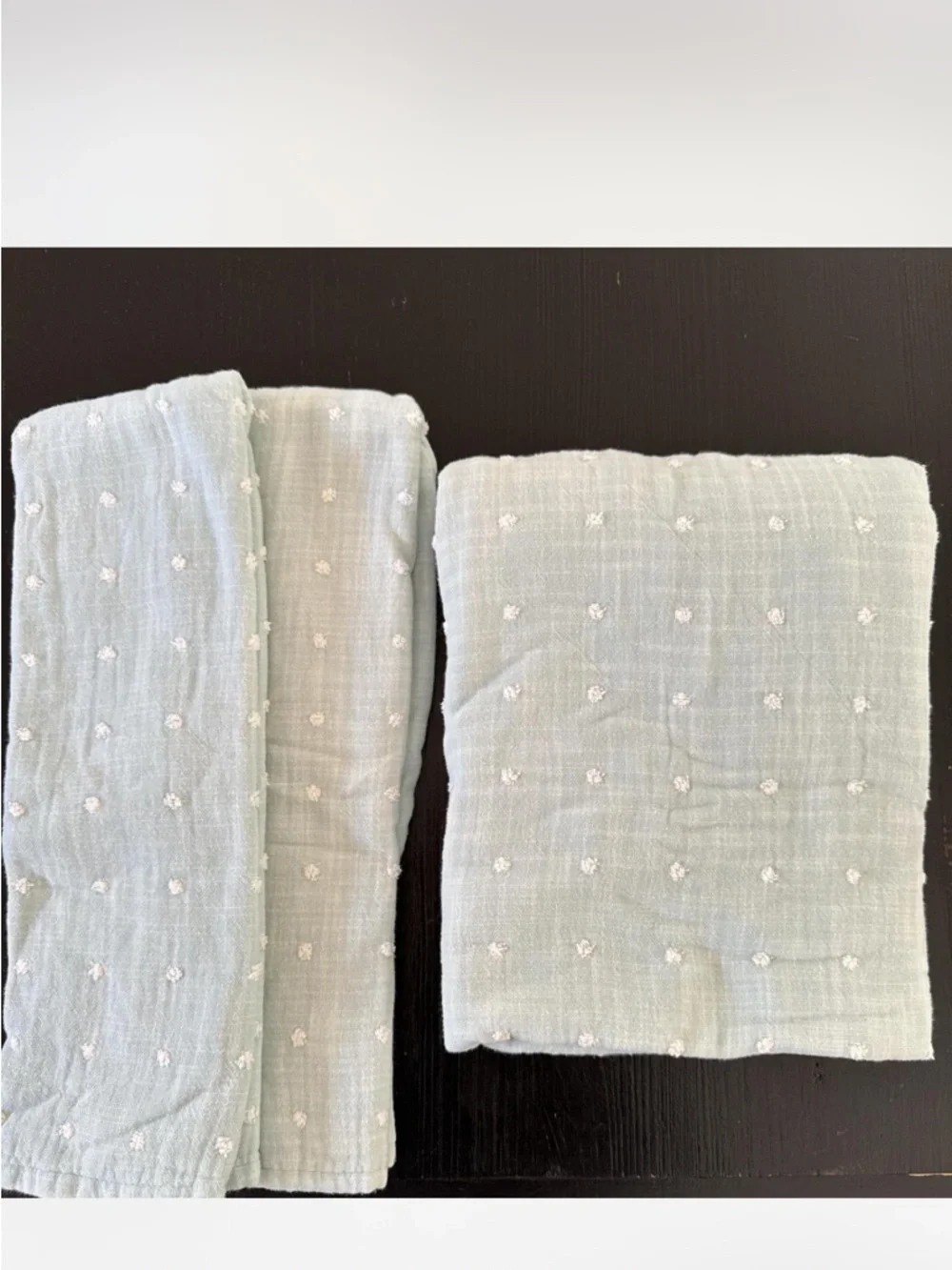 Light Blue Towel set with Dotted Embroidery